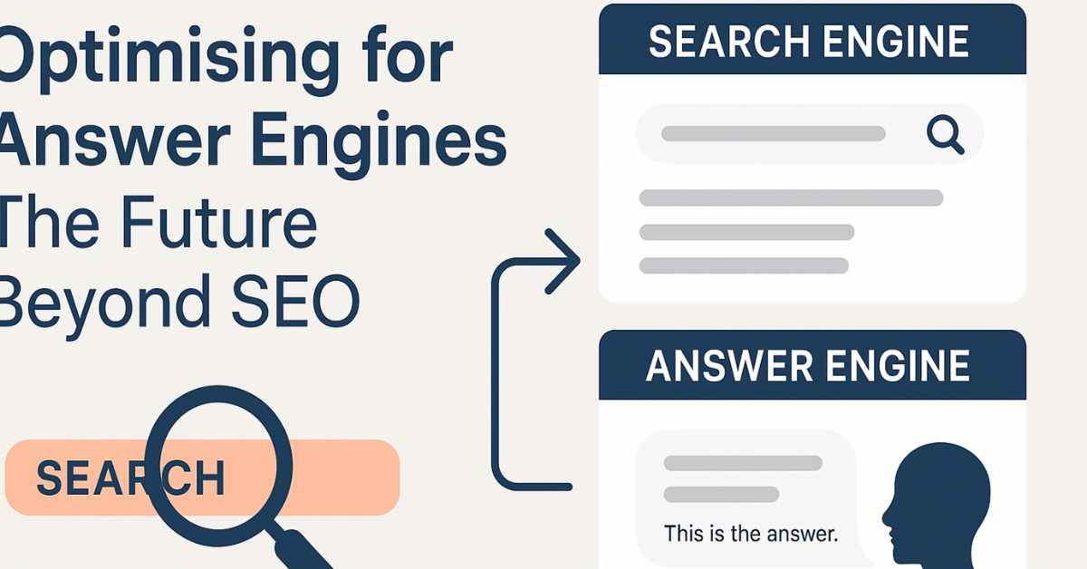 Optimising for Answer Engines infographic showing search engine vs answer engine comparison